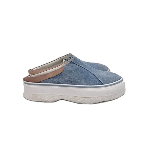 vintage | 80s liz claiborne faded denim flatform slip on platform slides | sz 8 - Picture 1 of 5